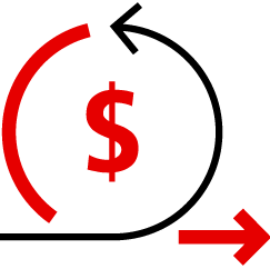 Graphic of circle of arrows around a dollar sign
