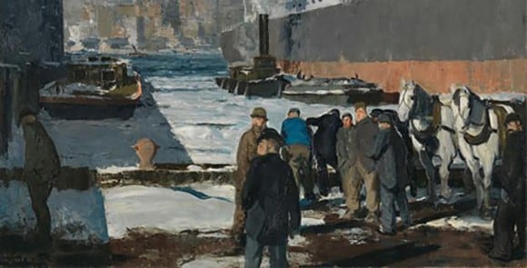 喬治・羅斯 (George Bellows)，《碼頭男》( Men of the Docks)，1912 年